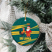 Sri Lanka Christmas Ceramic Ornament with Santa Claus Rooster Festive Pattern and National Flag Design - Wonder Print Shop