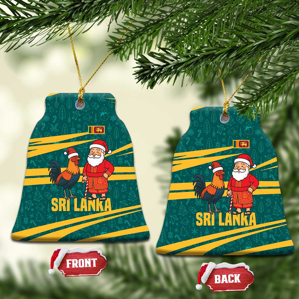 Sri Lanka Christmas Ceramic Ornament with Santa Claus Rooster Festive Pattern and National Flag Design - Wonder Print Shop