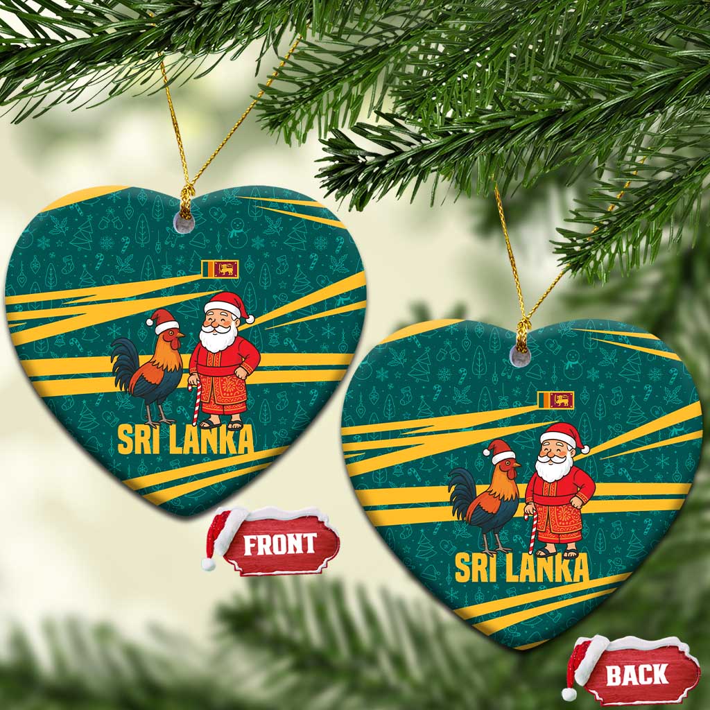 Sri Lanka Christmas Ceramic Ornament with Santa Claus Rooster Festive Pattern and National Flag Design - Wonder Print Shop