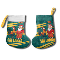 Sri Lanka Christmas Stocking with Santa Claus Rooster Festive Pattern and National Flag Design - Wonder Print Shop