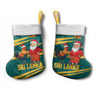 Sri Lanka Christmas Stocking with Santa Claus Rooster Festive Pattern and National Flag Design - Wonder Print Shop