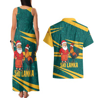 Sri Lanka Christmas Couples Matching Tank Maxi Dress and Hawaiian Shirt with Santa Claus Rooster Festive Pattern and National Flag Design - Wonder Print Shop