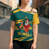 Sri Lanka Christmas Cross Shoulder Shirt with Santa Claus Rooster Festive Pattern and National Flag Design - Wonder Print Shop