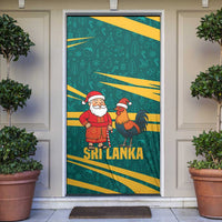 Sri Lanka Christmas Door Cover with Santa Claus Rooster Festive Pattern and National Flag Design - Wonder Print Shop