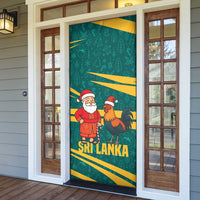 Sri Lanka Christmas Door Cover with Santa Claus Rooster Festive Pattern and National Flag Design - Wonder Print Shop