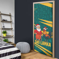 Sri Lanka Christmas Door Cover with Santa Claus Rooster Festive Pattern and National Flag Design - Wonder Print Shop