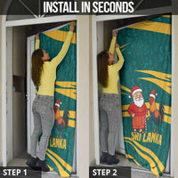 Sri Lanka Christmas Door Cover with Santa Claus Rooster Festive Pattern and National Flag Design - Wonder Print Shop