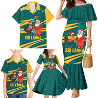 Sri Lanka Christmas Family Matching Mermaid Dress and Hawaiian Shirt with Santa Claus Rooster Festive Pattern and National Flag Design - Wonder Print Shop