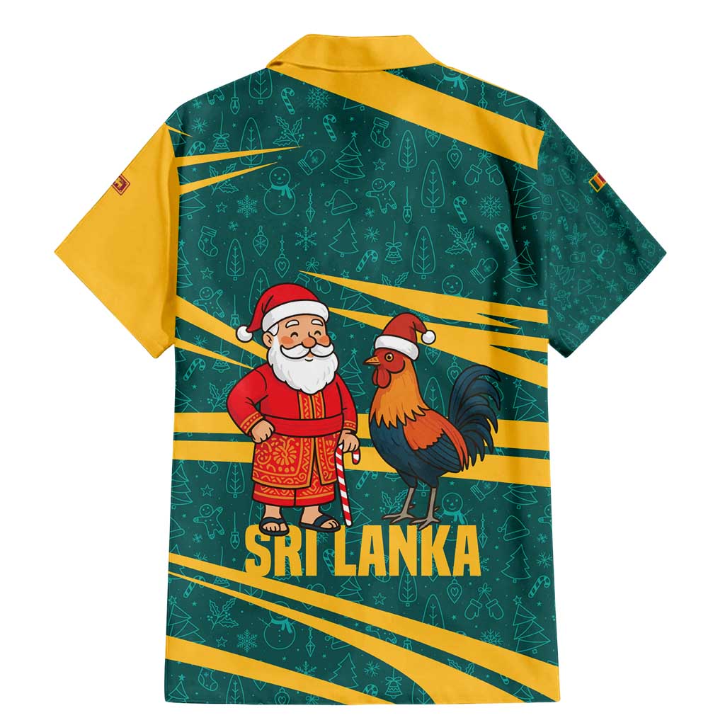 Sri Lanka Christmas Family Matching Mermaid Dress and Hawaiian Shirt with Santa Claus Rooster Festive Pattern and National Flag Design - Wonder Print Shop