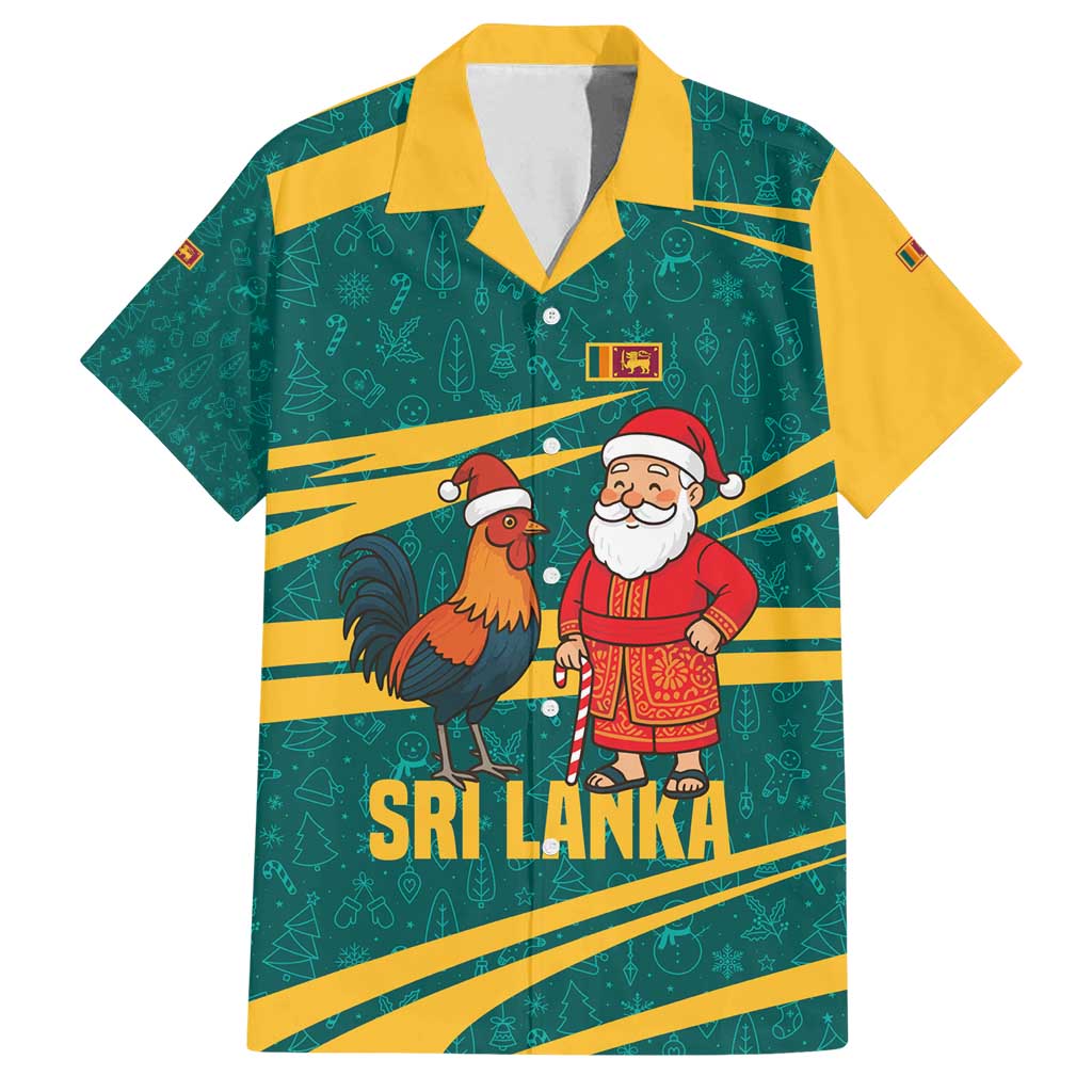 Sri Lanka Christmas Family Matching Puletasi and Hawaiian Shirt with Santa Claus Rooster Festive Pattern and National Flag Design - Wonder Print Shop