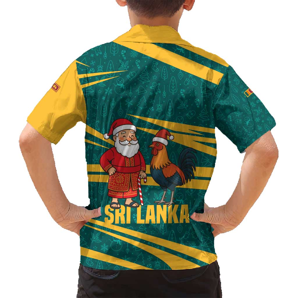 Sri Lanka Christmas Family Matching Tank Maxi Dress and Hawaiian Shirt with Santa Claus Rooster Festive Pattern and National Flag Design - Wonder Print Shop