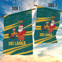 Sri Lanka Christmas Garden Flag with Santa Claus Rooster Festive Pattern and National Flag Design - Wonder Print Shop