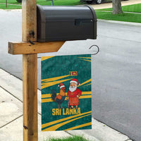 Sri Lanka Christmas Garden Flag with Santa Claus Rooster Festive Pattern and National Flag Design - Wonder Print Shop