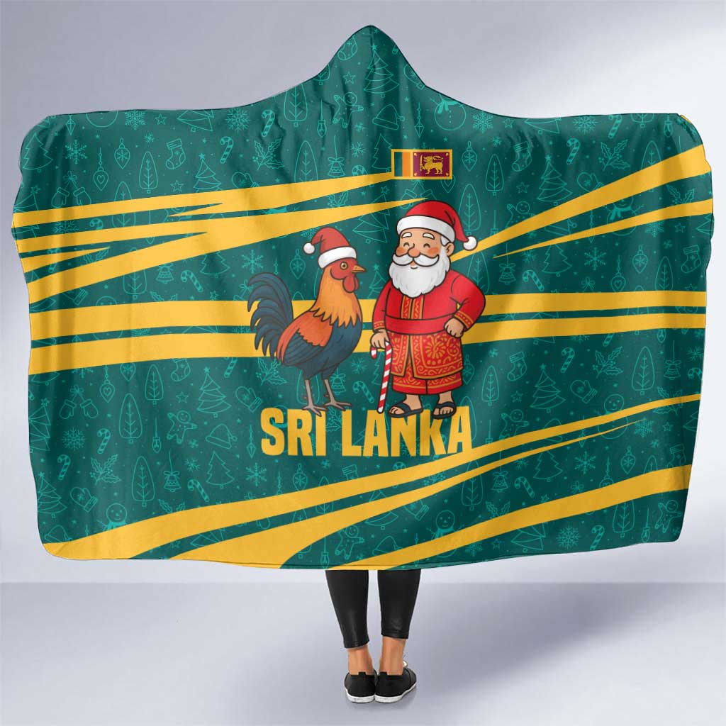Sri Lanka Christmas Hooded Blanket with Santa Claus Rooster Festive Pattern and National Flag Design - Wonder Print Shop