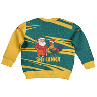 Sri Lanka Christmas Kid Ugly Christmas Sweater with Santa Claus Rooster Festive Pattern and National Flag Design - Wonder Print Shop