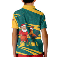 Sri Lanka Christmas Kid Polo Shirt with Santa Claus Rooster Festive Pattern and National Flag Design - Wonder Print Shop