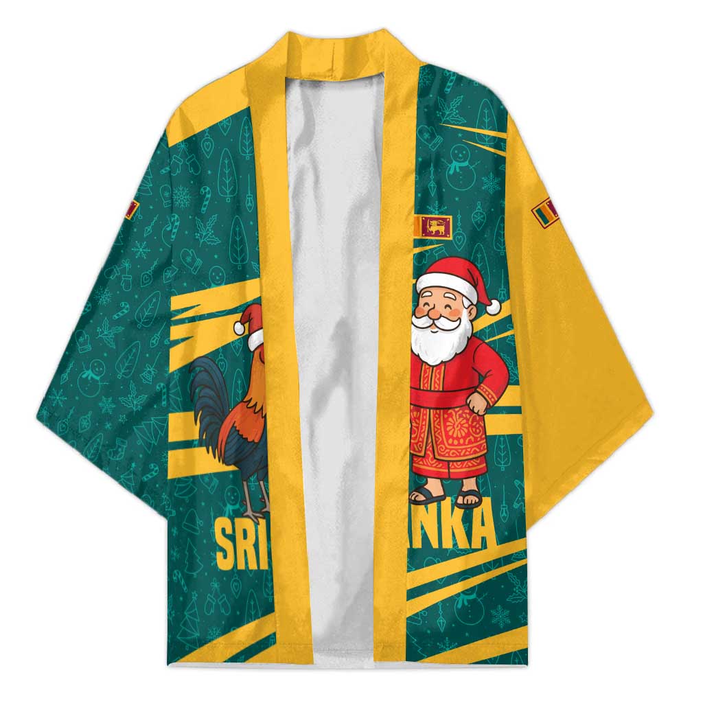 Sri Lanka Christmas Kimono with Santa Claus Rooster Festive Pattern and National Flag Design - Wonder Print Shop