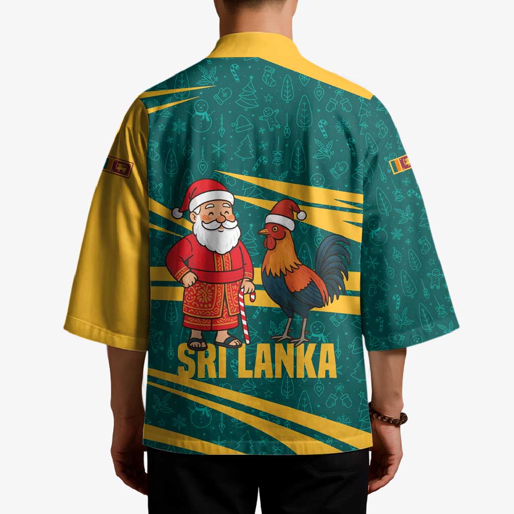 Sri Lanka Christmas Kimono with Santa Claus Rooster Festive Pattern and National Flag Design - Wonder Print Shop