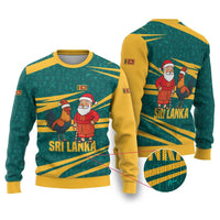 Sri Lanka Christmas Ugly Christmas Sweater with Santa Claus Rooster Festive Pattern and National Flag Design - Wonder Print Shop