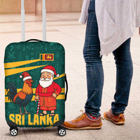 Sri Lanka Christmas Luggage Cover with Santa Claus Rooster Festive Pattern and National Flag Design - Wonder Print Shop