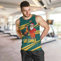 Sri Lanka Christmas Men Tank Top with Santa Claus Rooster Festive Pattern and National Flag Design - Wonder Print Shop