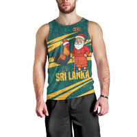 Sri Lanka Christmas Men Tank Top with Santa Claus Rooster Festive Pattern and National Flag Design - Wonder Print Shop