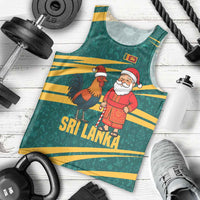 Sri Lanka Christmas Men Tank Top with Santa Claus Rooster Festive Pattern and National Flag Design - Wonder Print Shop