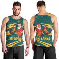 Sri Lanka Christmas Men Tank Top with Santa Claus Rooster Festive Pattern and National Flag Design - Wonder Print Shop