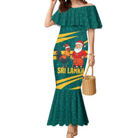Sri Lanka Christmas Mermaid Dress with Santa Claus Rooster Festive Pattern and National Flag Design - Wonder Print Shop