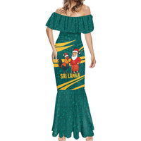 Sri Lanka Christmas Mermaid Dress with Santa Claus Rooster Festive Pattern and National Flag Design - Wonder Print Shop