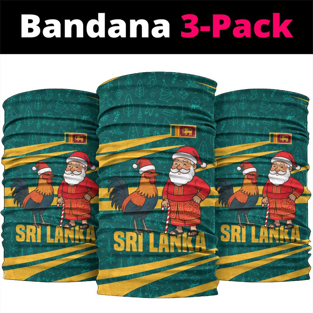 Sri Lanka Christmas Neck Gaiter with Santa Claus Rooster Festive Pattern and National Flag Design - Wonder Print Shop