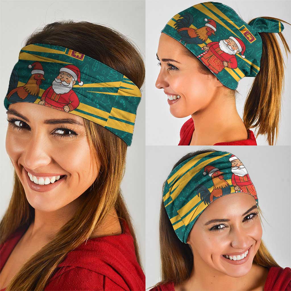 Sri Lanka Christmas Neck Gaiter with Santa Claus Rooster Festive Pattern and National Flag Design - Wonder Print Shop