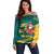 Sri Lanka Christmas Off Shoulder Sweater with Santa Claus Rooster Festive Pattern and National Flag Design - Wonder Print Shop