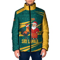 Sri Lanka Christmas Padded Jacket with Santa Claus Rooster Festive Pattern and National Flag Design - Wonder Print Shop