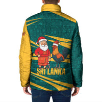 Sri Lanka Christmas Padded Jacket with Santa Claus Rooster Festive Pattern and National Flag Design - Wonder Print Shop