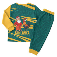 Sri Lanka Christmas Pajama Set with Santa Claus Rooster Festive Pattern and National Flag Design - Wonder Print Shop
