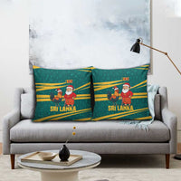 Sri Lanka Christmas Pillow Cover with Santa Claus Rooster Festive Pattern and National Flag Design - Wonder Print Shop
