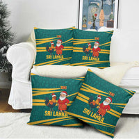 Sri Lanka Christmas Pillow Cover with Santa Claus Rooster Festive Pattern and National Flag Design - Wonder Print Shop