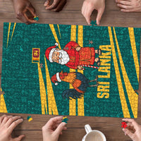 Sri Lanka Christmas Puzzle with Santa Claus Rooster Festive Pattern and National Flag Design - Wonder Print Shop