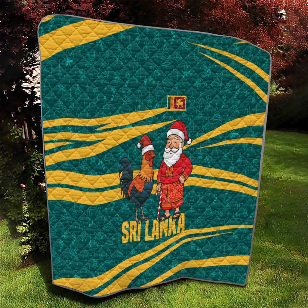 Sri Lanka Christmas Quilt with Santa Claus Rooster Festive Pattern and National Flag Design - Wonder Print Shop
