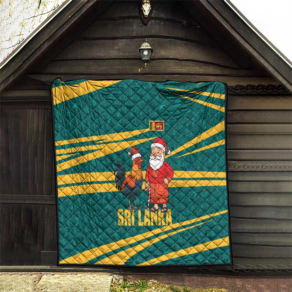 Sri Lanka Christmas Quilt with Santa Claus Rooster Festive Pattern and National Flag Design - Wonder Print Shop