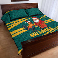 Sri Lanka Christmas Quilt Bed Set with Santa Claus Rooster Festive Pattern and National Flag Design - Wonder Print Shop