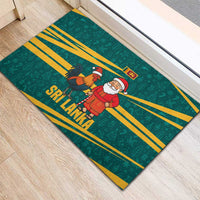 Sri Lanka Christmas Rubber Doormat with Santa Claus Rooster Festive Pattern and National Flag Design - Wonder Print Shop