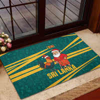 Sri Lanka Christmas Rubber Doormat with Santa Claus Rooster Festive Pattern and National Flag Design - Wonder Print Shop