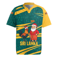 Sri Lanka Christmas Rugby Jersey with Santa Claus Rooster Festive Pattern and National Flag Design - Wonder Print Shop