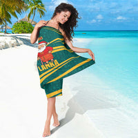 Sri Lanka Christmas Sarong with Santa Claus Rooster Festive Pattern and National Flag Design - Wonder Print Shop