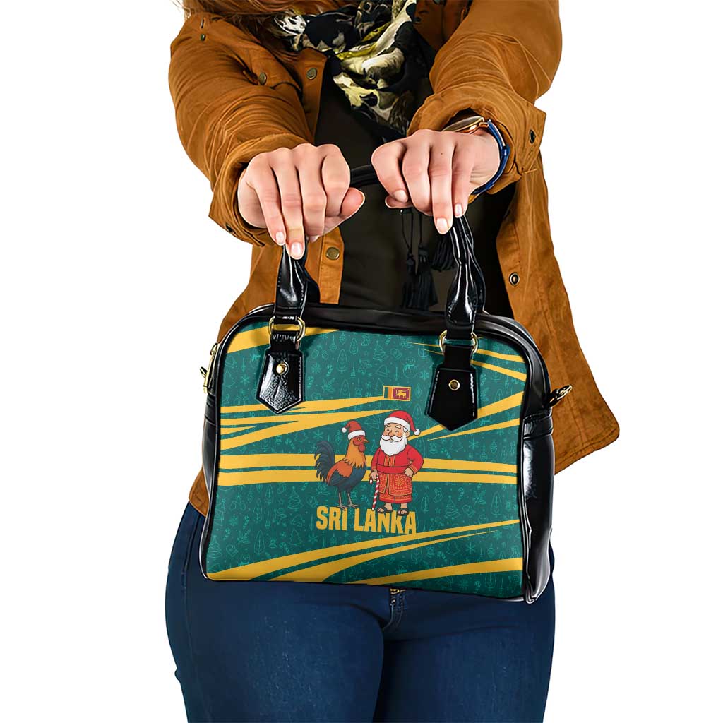 Sri Lanka Christmas Shoulder Handbag with Santa Claus Rooster Festive Pattern and National Flag Design - Wonder Print Shop