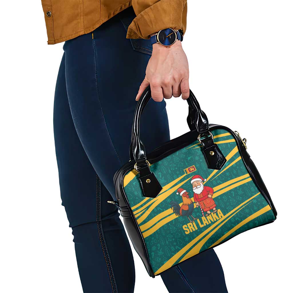 Sri Lanka Christmas Shoulder Handbag with Santa Claus Rooster Festive Pattern and National Flag Design - Wonder Print Shop