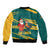 Sri Lanka Christmas Sleeve Zip Bomber Jacket with Santa Claus Rooster Festive Pattern and National Flag Design - Wonder Print Shop