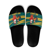Sri Lanka Christmas Slide Sandals with Santa Claus Rooster Festive Pattern and National Flag Design - Wonder Print Shop